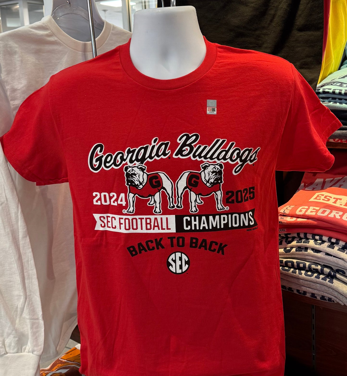 Georgia Bulldogs 2025 SEC Champions Back-to-Back Champs Graphic Tee (Short Sleeve Red)