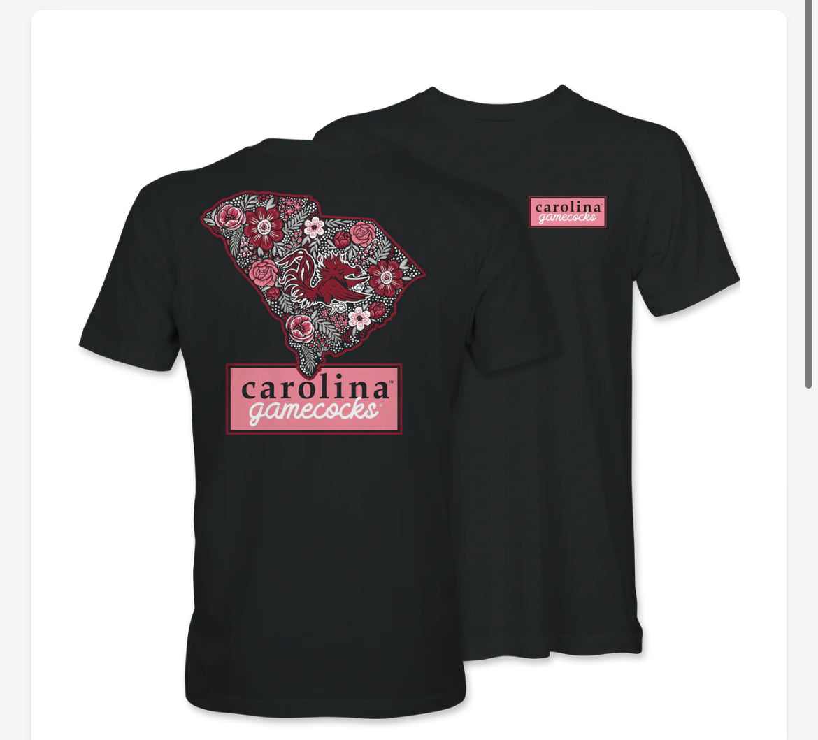 South Carolina Gamecocks “State Floral” Short Sleeve Tee (Black)