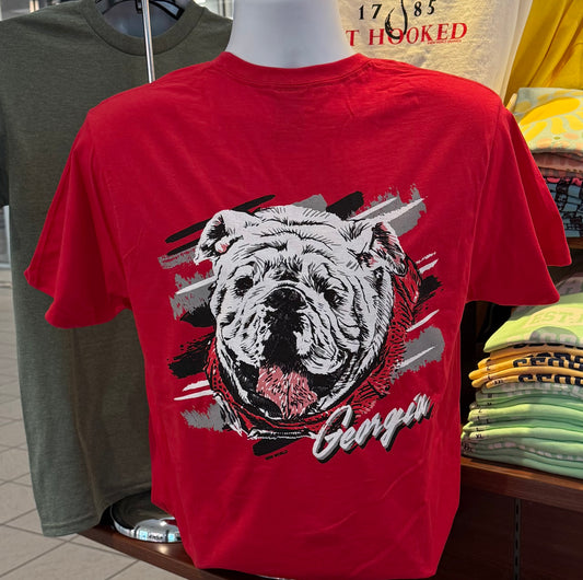 Georgia Bulldogs T-shirt - “Bulldog Sketch Graphic Tee” (Short Sleeve Red)