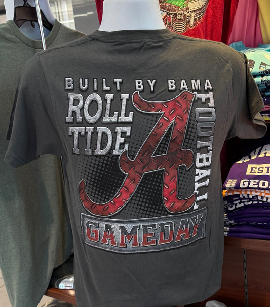 Alabama Crimson Tide T-Shirt - “Built By Bama” (Short Sleeve Charcoal)