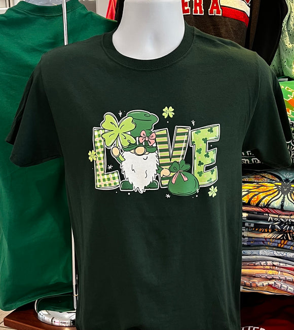 St. Patrick’s Day “Gnome Love”  Short Sleeve (Dark Green)