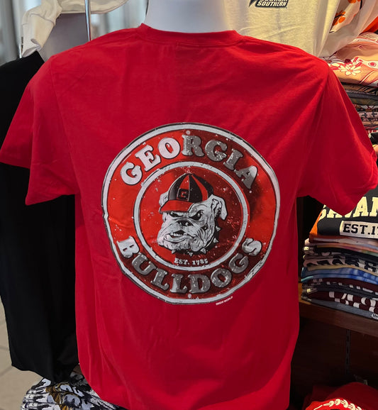 Georgia Bulldogs T-shirt - “Dawg Pride Vintage Sign” (Short Sleeve Red)