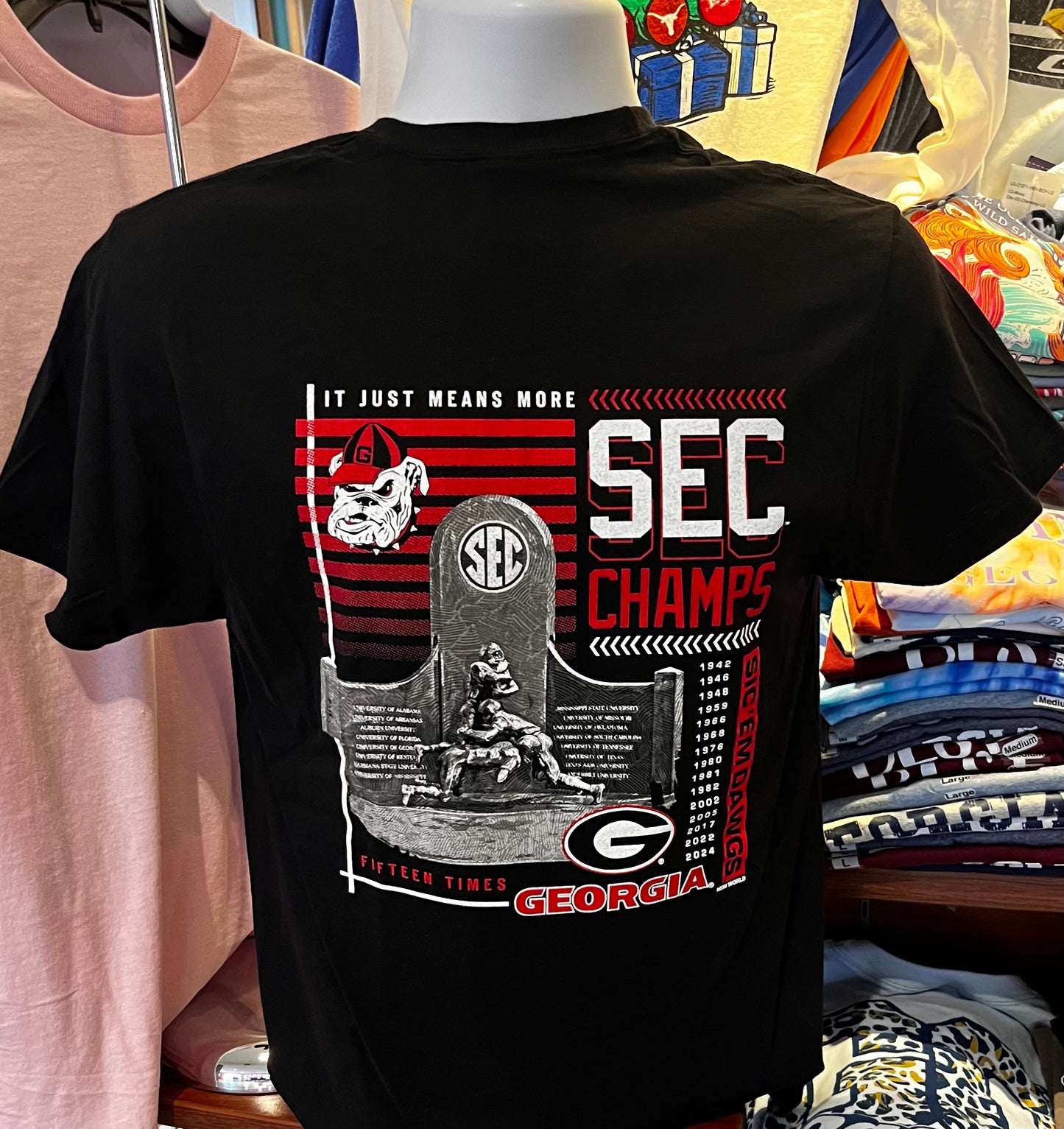 Georgia Bulldogs T-shirt - “ 2024 SEC Champions Trophy Tee” (Short Sleeve Black)