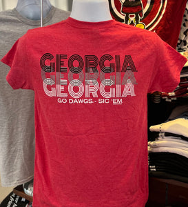 Georgia Bulldogs T-shirt - “Go Dawgs” (Short Sleeve Heather Red)