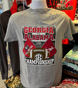 2023 SEC Game Day T-shirt - “Georgia vs Alabama Flags” (Short Sleeve Sport Gray)