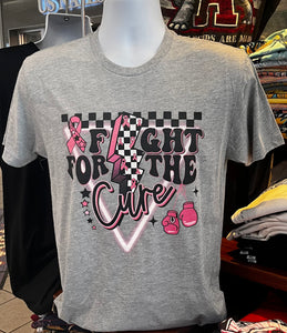 October Breast Cancer Awareness T-shirt - “Fight for the Cure” (Short Sleeve Sports Gray)