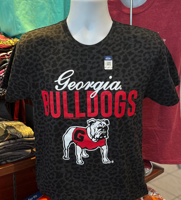 Georgia Bulldogs T-shirt - “Georgia Bulldogs” (Black Leopard)