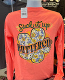 It’s A Girl Thing T-Shirt - “Suck it up Buttercup ” (Long Sleeve Heather Coral)