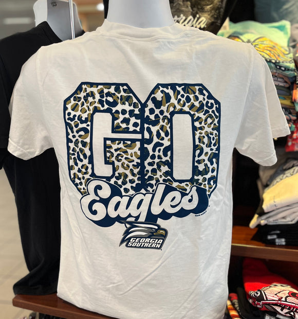 Georgia Southern University T-Shirt “Go Eagles Leopard” (Comfort Colors Short Sleeve White)