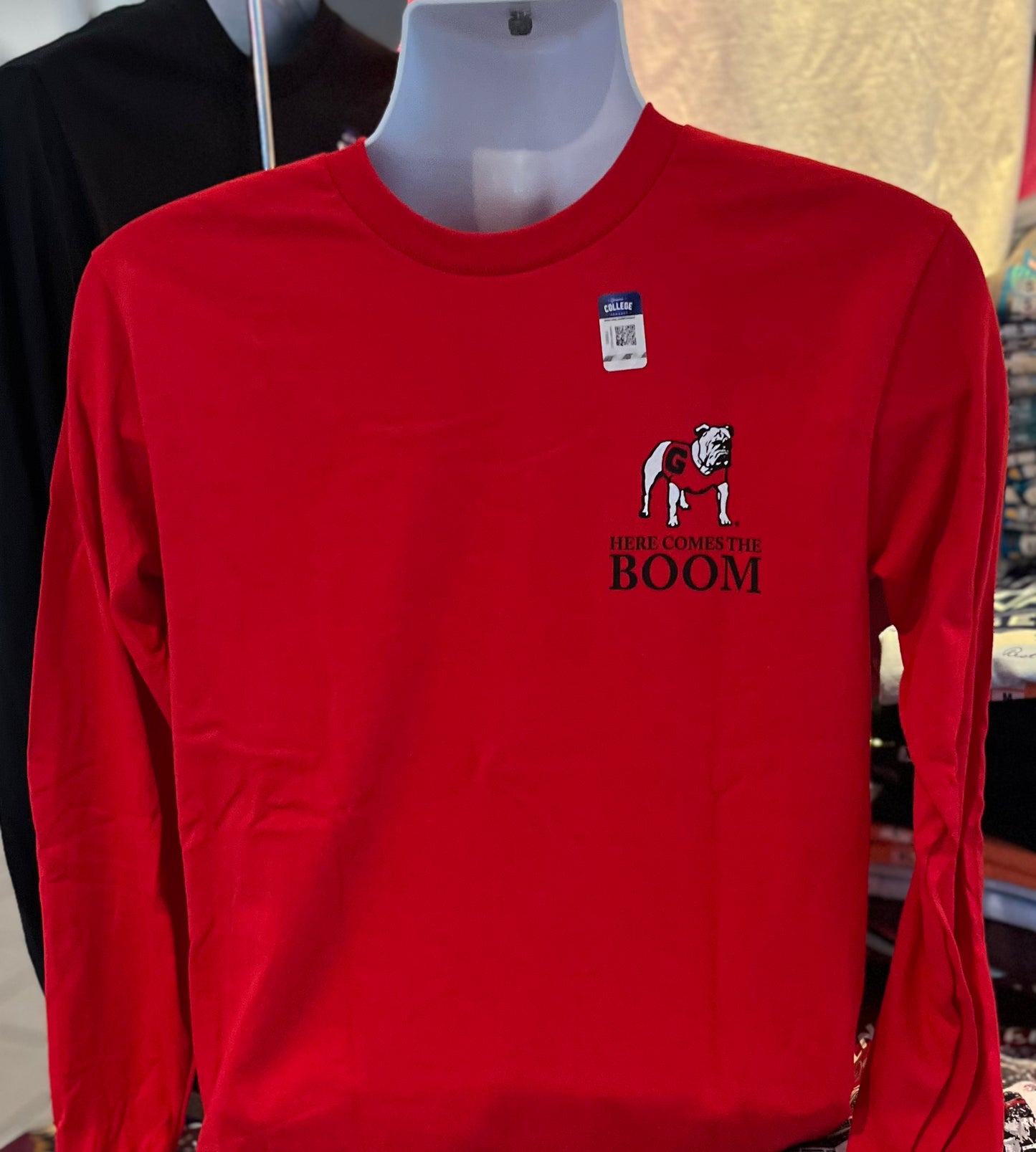 Georgia Bulldogs T-shirt - “Here Comes the Boom”  (Long Sleeve Red)