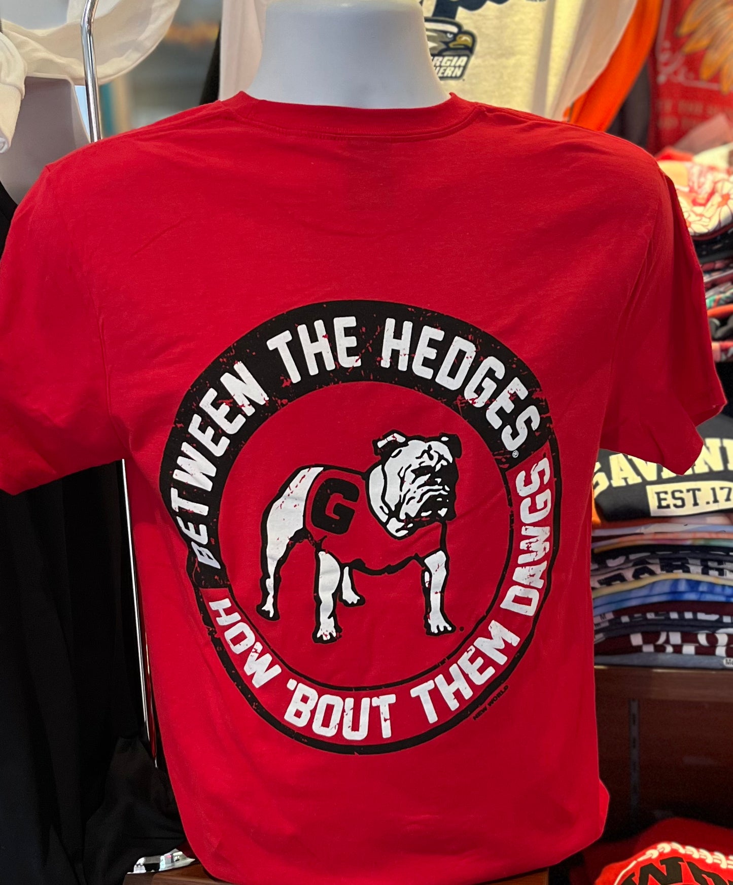 Georgia Bulldogs T-shirt - “Between the Hedges” (Comfort Colors Short Sleeve Red)