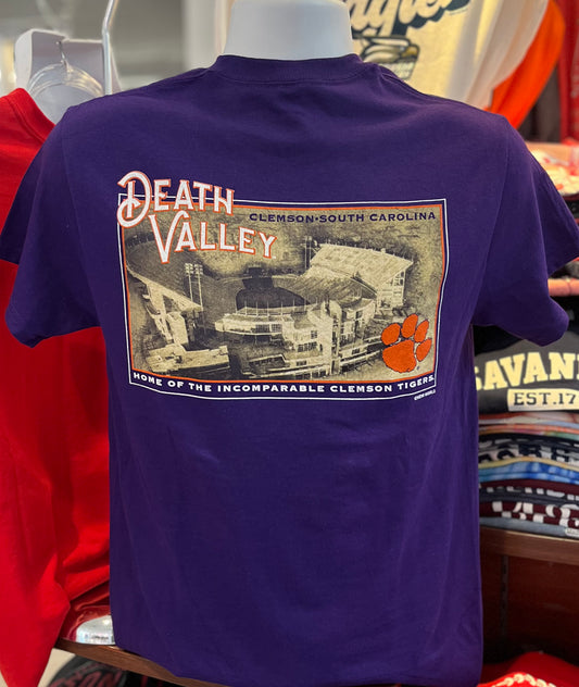 Clemson Tigers T-shirt - “Death Valley Vintage Tee” (Short Sleeve Purple)