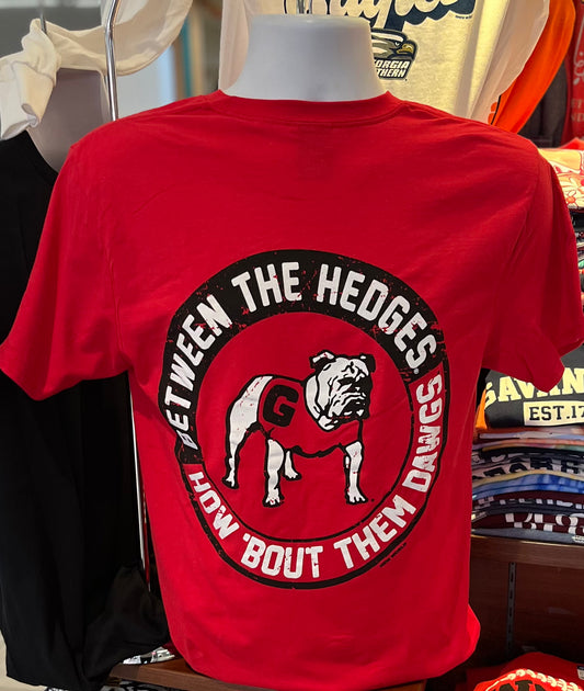 Georgia Bulldogs T-shirt - “Between the Hedges” (Short Sleeve Red)