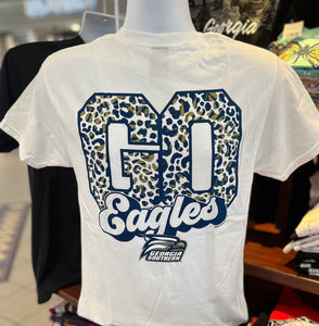 Georgia Southern University T-Shirt “Go Eagles Leopard” (Short Sleeve White)