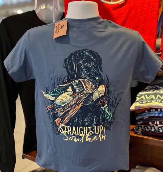 Straight Up Southern T-Shirt - Lab with Duck (Short Sleeve Indigo)