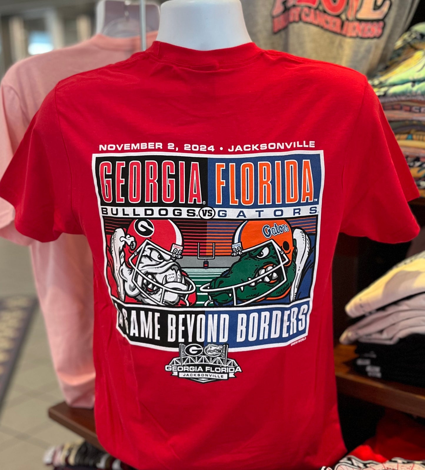 Georgia Bulldogs T-shirt - “2024 UGA VS FLORIDA - Dawgs vs Gators”  (Short Sleeve Red)