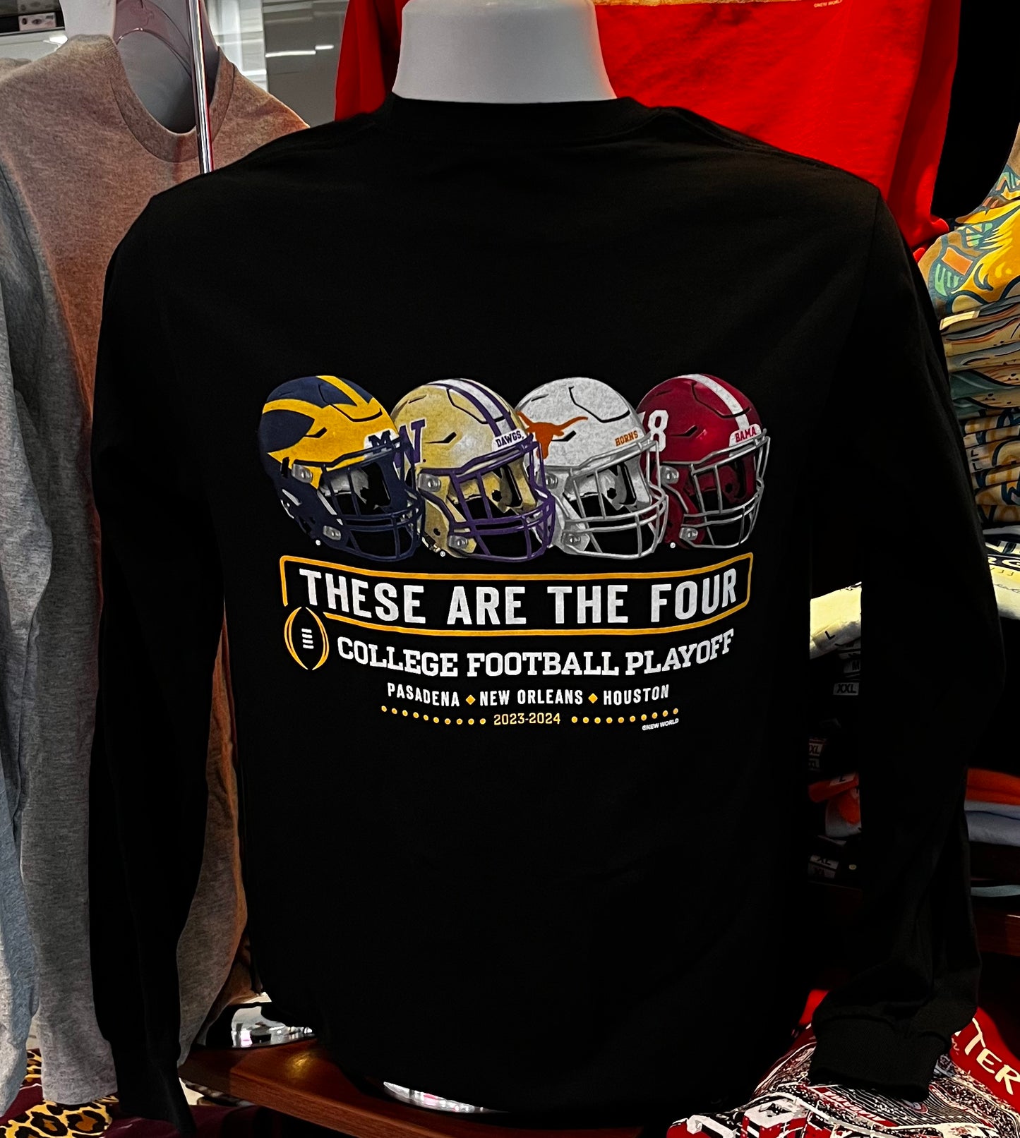 2023 College Football Playoff - “4 Team Helmets” (Long Sleeve Black)