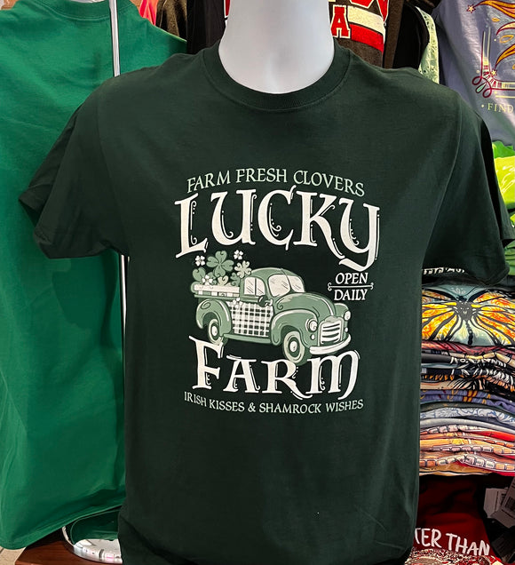 St. Patrick’s Day “Truck Full of Clovers”  Short Sleeve (Dark Green)