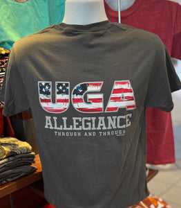 Georgia Bulldogs T-shirt - “UGA Patriotic - Allegiance Through and Through” (Short Sleeve Smoke Grey)