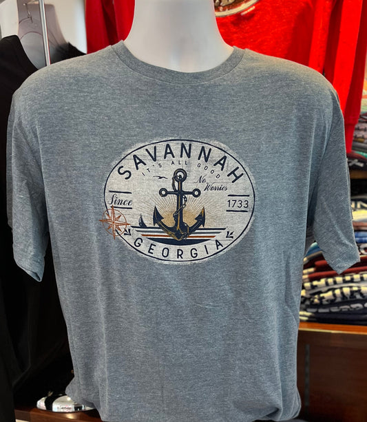 Savannah “Anchor” Short Sleeve Tee (Light Blue)