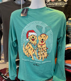 Lily Grace T-Shirt - ”Dogs with Christmas Lights” (Long Sleeve Seafoam)