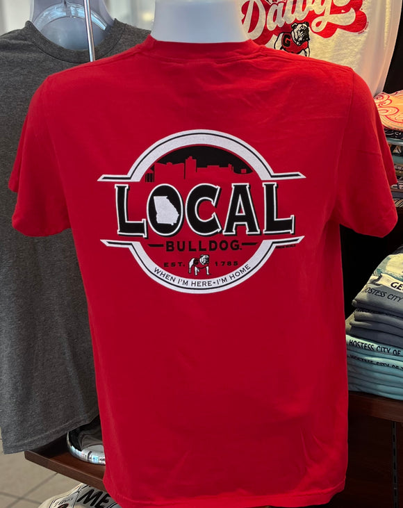 Georgia Bulldogs T-shirt - “Local Bulldog - When I’m Here, I’m Home” (Comfort Colors Short Sleeve Red)