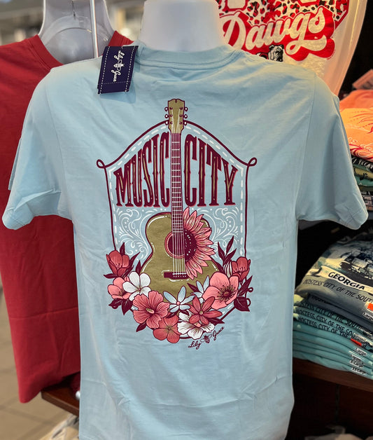 Lily Grace T-Shirt - “Music City” (Short Sleeve Chambray)