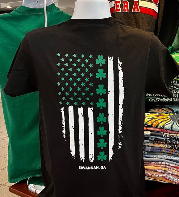 St. Patrick’s Day “Shamrock Flag”  Short Sleeve (Black)