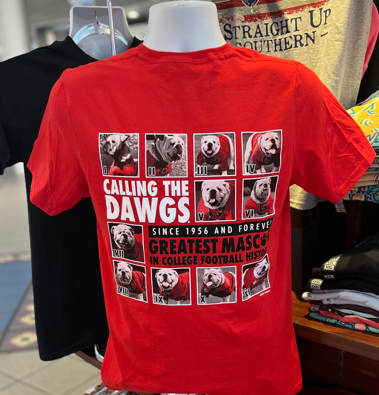 Georgia Bulldogs T-shirt - “Calling the Dawgs - UGA I to XI” (Short Sleeve Red)