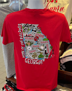 Georgia Bulldogs T-shirt - “The Great State of the Bulldogs” (Short Sleeve Red)