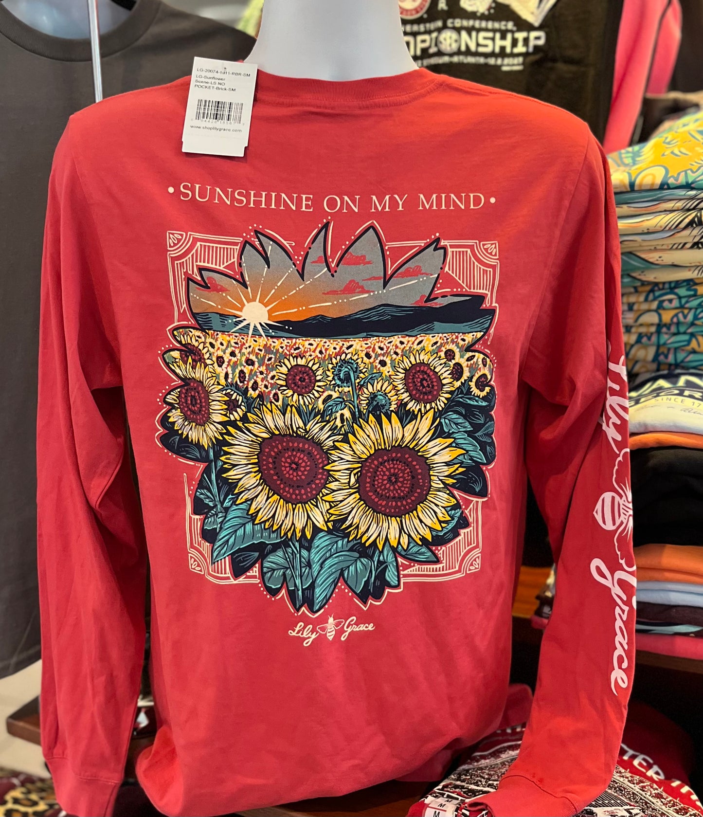 Lily Grace T-Shirt - “Sunshine on my mind” (Long Sleeve Brick)