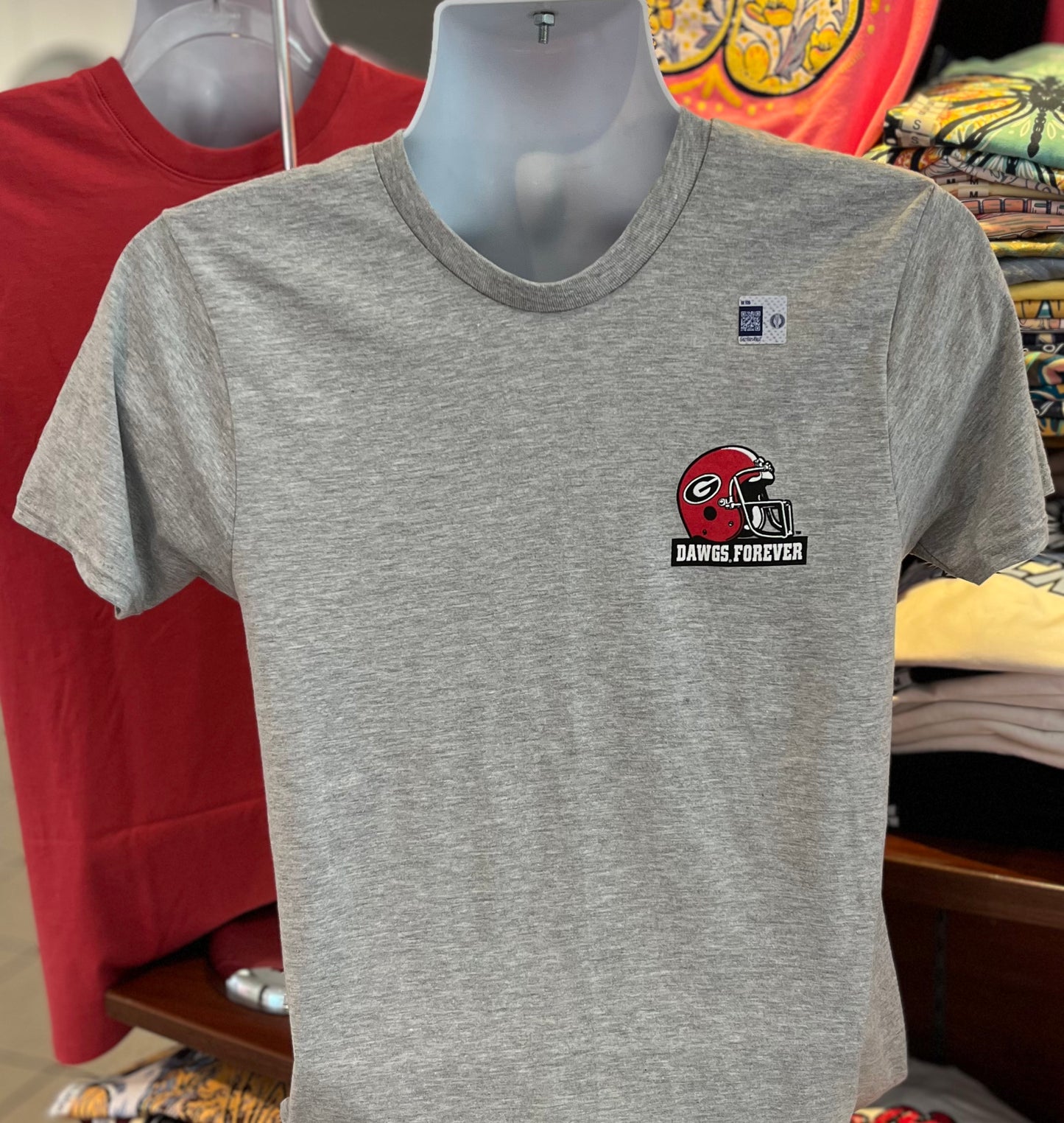 Georgia Bulldogs T-shirt - “It’s Always Been about the Dawgs - Football Helmets Since 1892” (Short Sleeve Sport Gray)