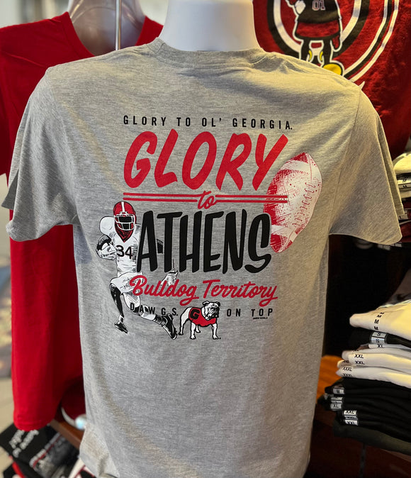 Georgia Bulldogs T-shirt - “Glory to Athens” (Short Sleeve Sport Gray)