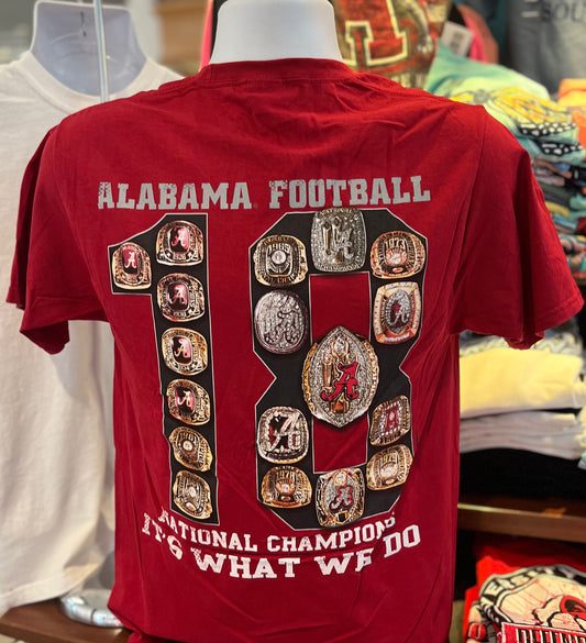 Alabama Crimson Tide T-Shirt -“18 Rings - It’s What We Do” (Short Sleeve Crimson)