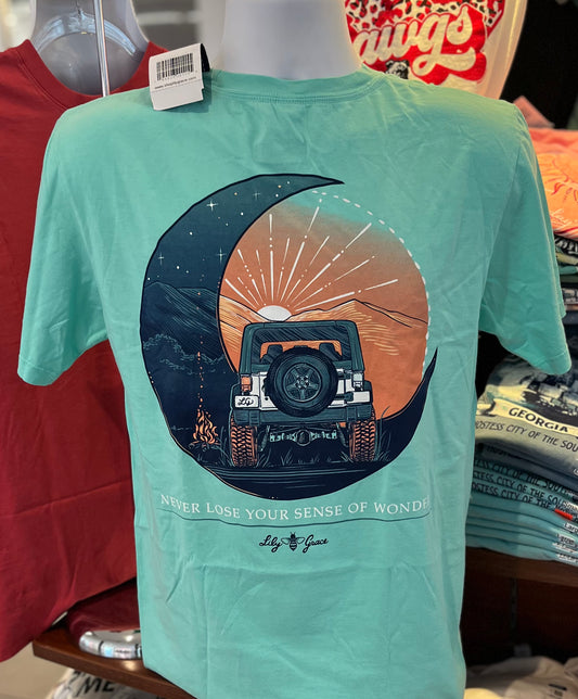 Lily Grace T-Shirt - “Never Lose Your Sense of Wonder (Moon Jeep” (Short Sleeve Mint)