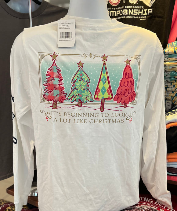 Lily Grace T-Shirt - “It’s beginning to look a lot like Christmas” (Long Sleeve White)
