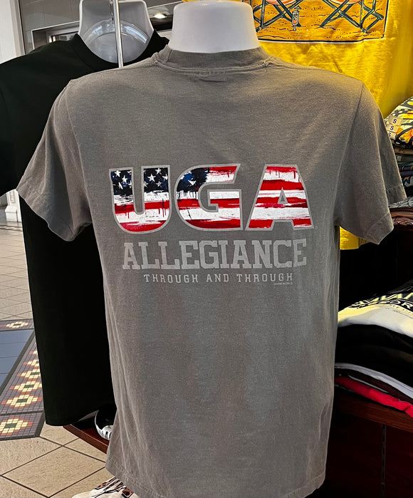 Georgia Bulldogs T-shirt - “UGA Patriotic - Allegiance Through and Through” (Comfort Colors Short Sleeve Gray)