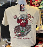 Alabama Crimson Tide T-Shirt - “Alabama Stadium and Big Al” (Comfort Colors Pocket Short Sleeve Ivory)