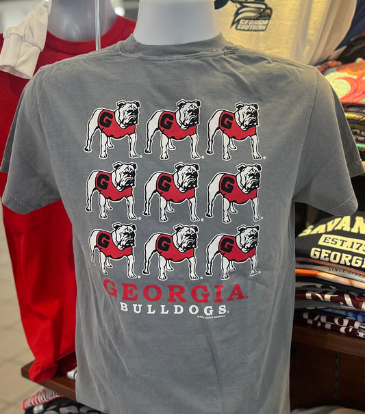 Georgia Bulldogs T-shirt - “Classic Mascot Matrix” (Comfort Colors Short Sleeve Granite)