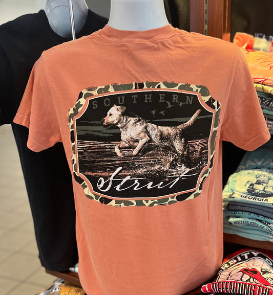 Southern Strut T-Shirt - Camo Badge (Short Sleeve Terracotta)