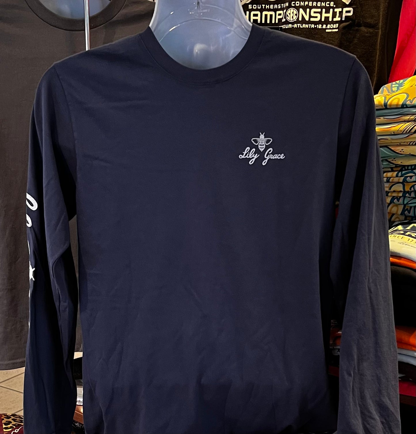 Lily Grace T-Shirt - ”Go with the Flow - Turtle” (Long Sleeve Navy)