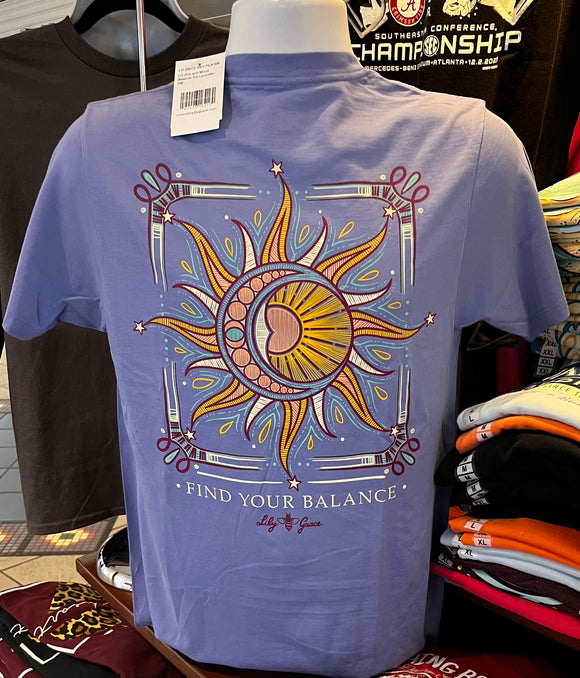Lily Grace T-Shirt - “Find Your Balance” (Short Sleeve Lavendar)
