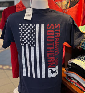 Straight Up Southern T-Shirt - Worn Flag (Short Sleeve Navy)