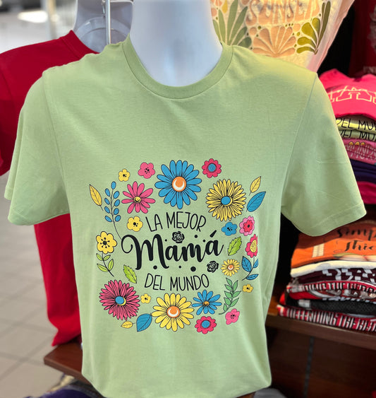 La Mejor Mama Del Mundo Graphic T-shirt (Short Sleeve Pistachio)