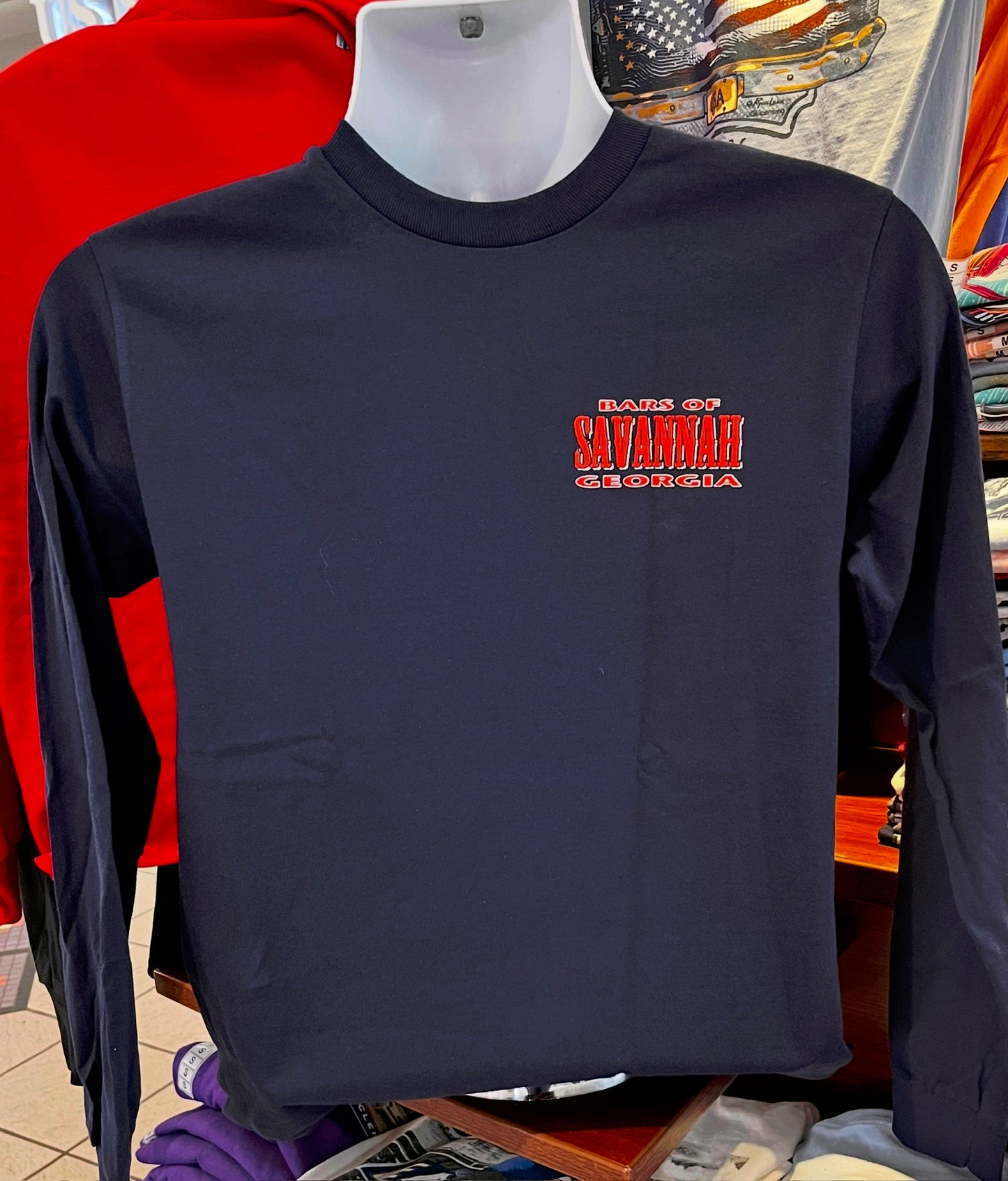 Bars of Savannah T-Shirt (Long Sleeve Navy)