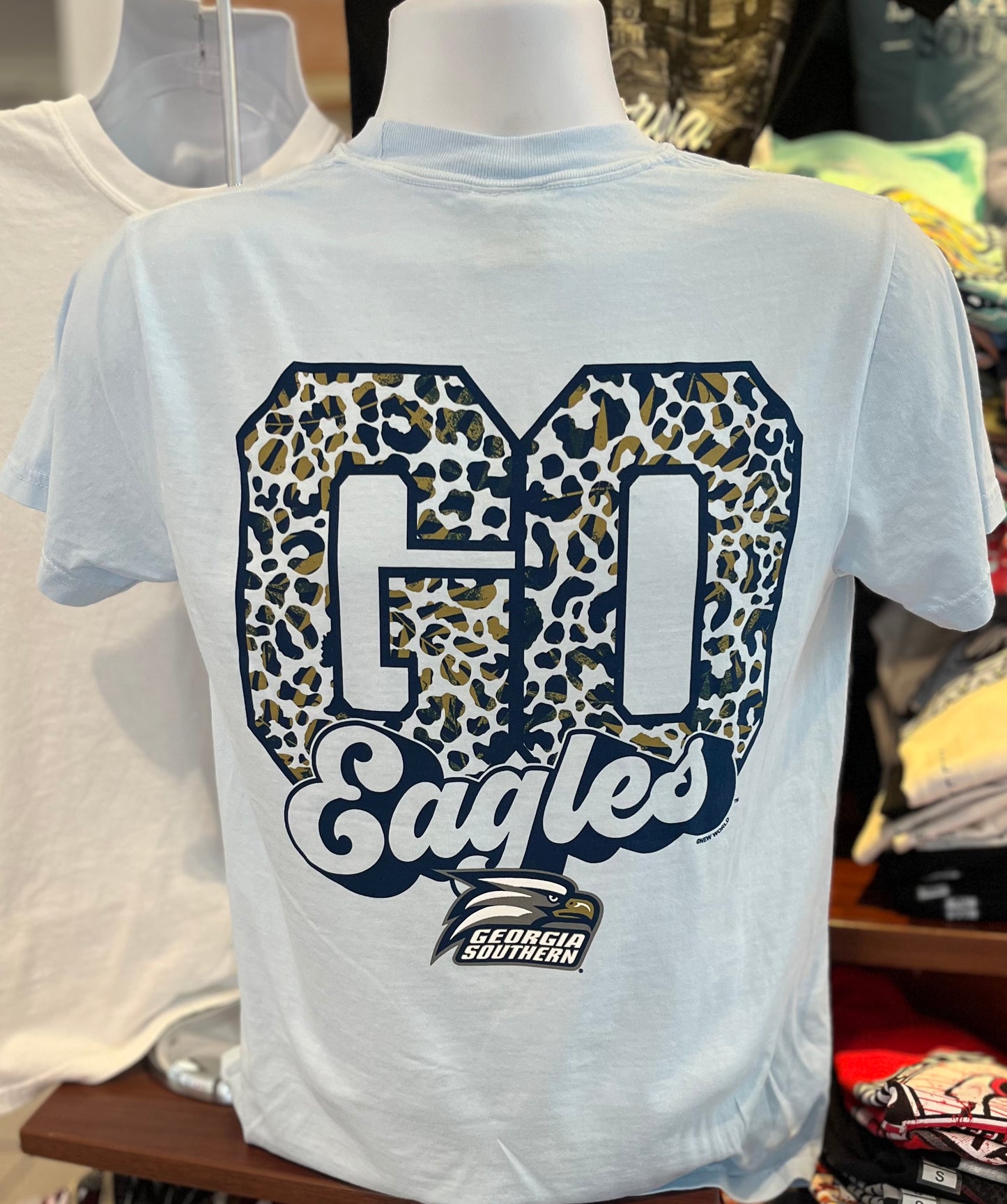 Georgia Southern University T-Shirt “Go Eagles Leopard” (Comfort Colors Short Sleeve Chambray)