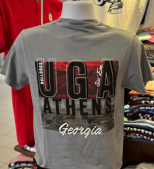 Georgia Bulldogs T-shirt - “Classic Athens Graphic Tee” (Comfort Colors Short Sleeve Granite)