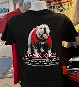 Georgia Bulldogs T-shirt - “UGA X: QUE (Comfort Colors Short Sleeve Black)