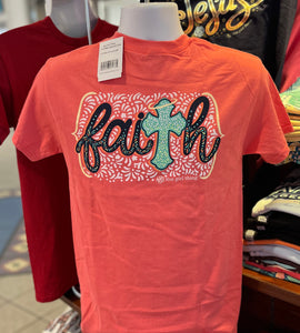 It’s A Girl Thing T-Shirt - Faith (Short Sleeve Coral)