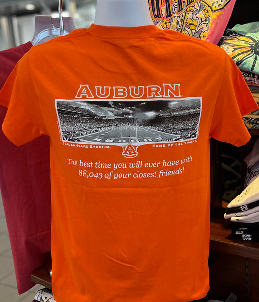 Auburn University - Jordan-Hare Stadium - Home of the Tigers Short Sleeve Tee (Orange)